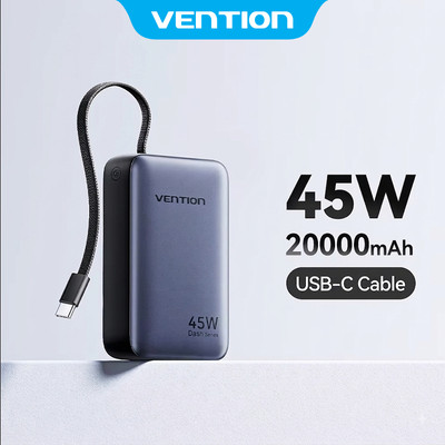 Vention Bộ Sạc Dự Phòng  20000mAh PD 45W | Sạc Nhanh Type-C PD Đa Năng | Cho iPhone 16 Pro Max & Samsung S24 Ultra | Bảo Hành Chính Hãng