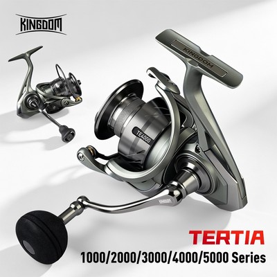 KINGDOM Máy câu quay ngang TERTIA TE1000-5000 bi thép 8+1 chống nước tỷ số 5.2:1 lực hãm 4-15kg thân nilon bền trống nhôm nghiêng cho câu nước ngọt & nước biển