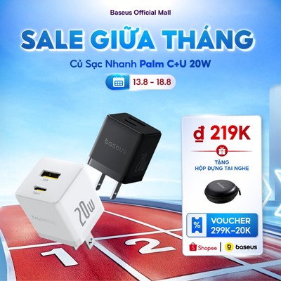 Bộ sạc Baseus cổng loại C/PD 20W hỗ trợ sạc nhanh