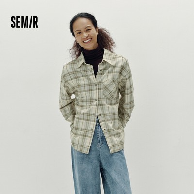Semir Thoáng Khí Cotton Denim Áo Sơ Mi Nữ Tay Dài Quá Khổ Dài Đường Phố Vintage Mùa Thu 2026