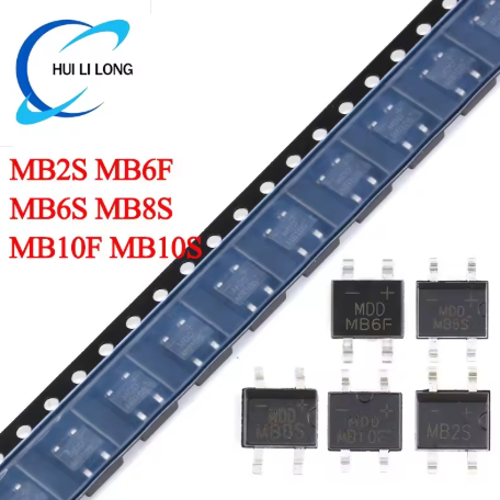 Bộ 50 MB2S MB6F MB6S MB8S MB10F MB10S MB10 MBS Cầu Chỉnh Lưu SMD Diode IC