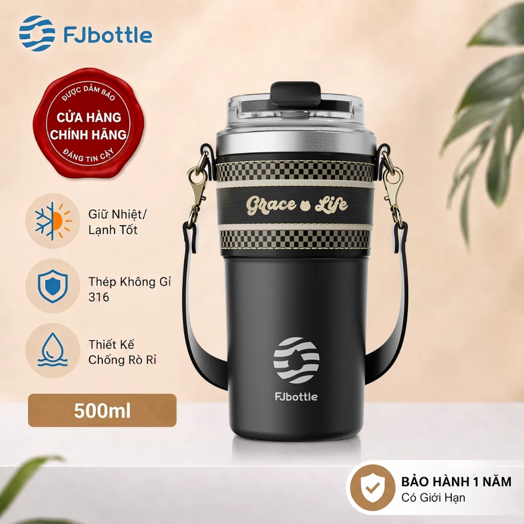 Bình Giữ Nhiệt FJbottle 500ml Bình Nước Giữ Nhiệt Thể Thao Cho Học Sinh, Thể Thao Bao Da
