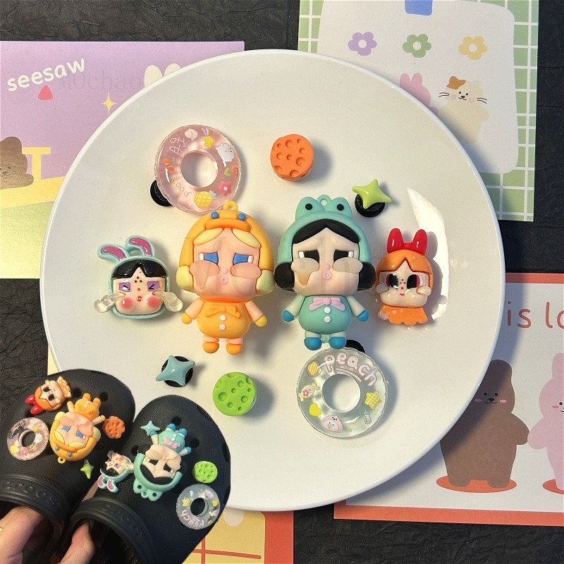 Bộ 10 con NEW【Jitbitz】sticker charm 2d/3d dép Sục, phụ kiện gắn giày dé｜Charm Dép Crocs、dép cá sấu、s