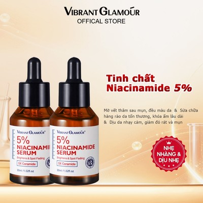 Bộ Serum Niacinamide 5% Vibrant Glamour với 5X Ceramide, Làm sáng mờ vết sau mụn Sửa chữa rào cản da cho da xỉn màu nhạy cảm 30g * 2