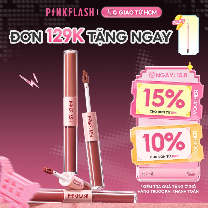 Son kem tint lì hai đầu PINKFLASH sắc tố cao lâu trôi 2 trong 1 30g