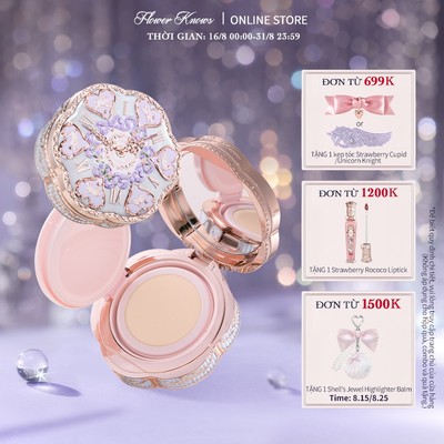 Kem nền đệm Flower Knows Bunny Garden Collection Foundation hiểm toàn diện Kem nền không tì vết / không móng vuốt Matte Oil-Control Longwear 16g