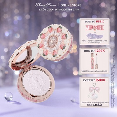 Phấn Phủ Nén Flower Knows Strawberry Cupid Bộ Sưu Tập Thiết Lập, Che Khuyết Điểm & Hoàn Thiện Lấy Nét Mềm 9,5g