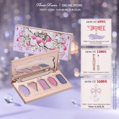 Bảng phấn mắt FLOWER KNOWS Strawberry Rococo 6g năm màu hiệu ứng lâu trôi