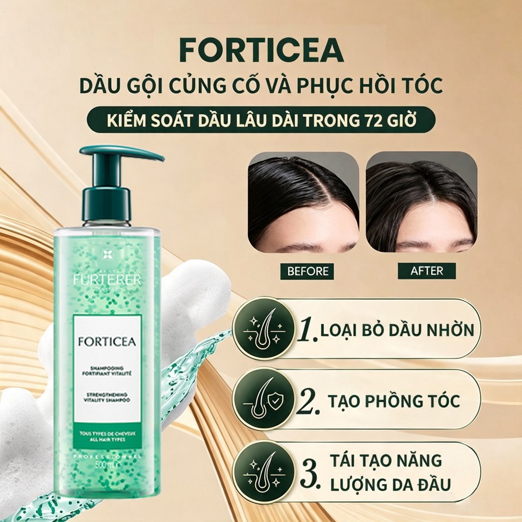 Rene Furterer Dầu Gội Cường Lực Pháp Chính Hãng Chiết Xuất Thực Vật Không Silicone