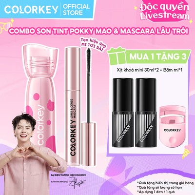 [ĐỘC QUYỀN] COMBO Son Tint COLORKEY lì, lâu trôi phiên bản Pokky Mao Giới Hạn 2,5g & Mascara giúp mi trông dài và dày Y 4,5g