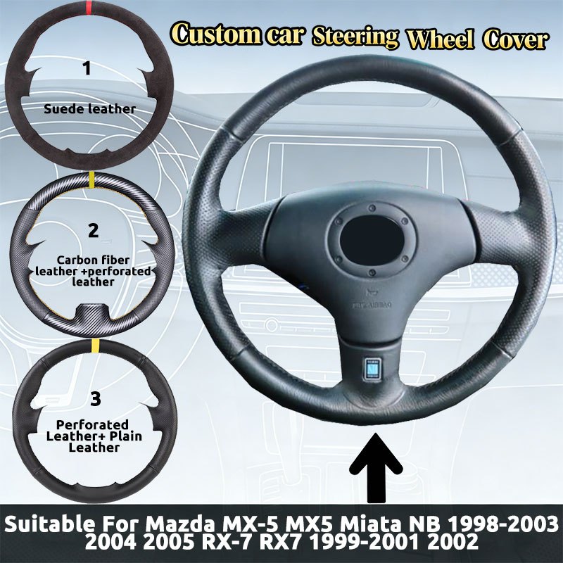 Bọc Vô Lăng Da Lộn Khâu Tay Phù Hợp Cho Xe Mazda MX-5 MX5 Miata NB 1998-2005 RX-7 RX7 1999-2002 Thoá