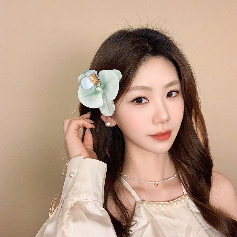 Kẹp tóc ngọc trai hoa thời trang tươi mát và ngọt ngào bên mỏ vịt kẹp phong cách rừng phụ kiện thích hợp