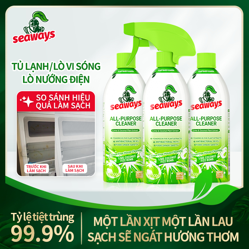 ​​[MUA 2 TẶNG 1] Seaways Nước tẩy rửa đa năng cho thú cưng, sạch bẩn, kháng khuẩn, lưu hương Nước tẩy rửa đa năng, Thích hợp cho đồ nội thất, Xe hơi, Tủ lạnh, Lò vi sóng, Nồi cơm điện, Bàn ăn