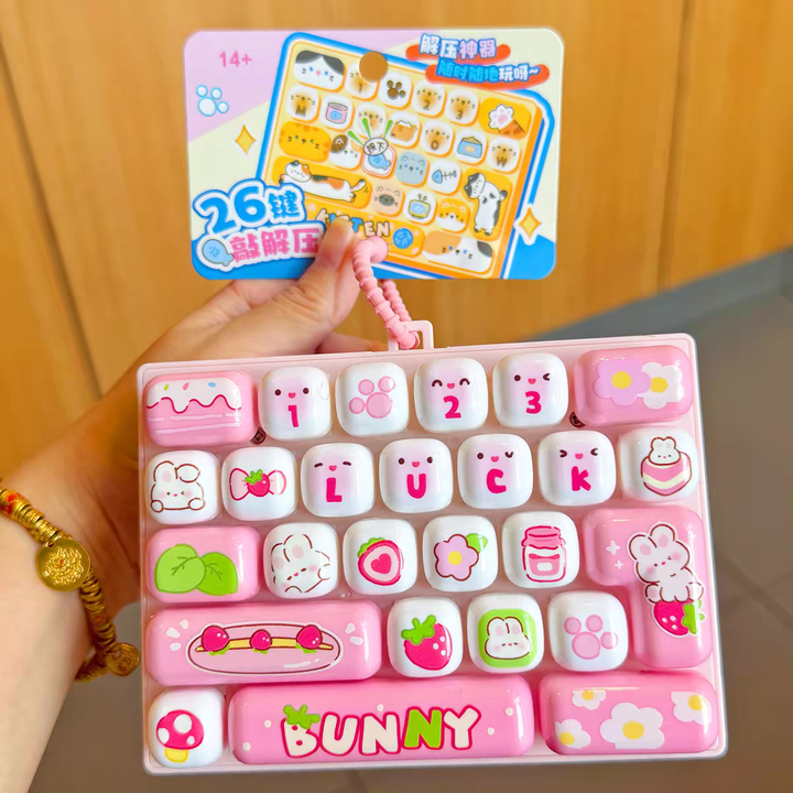 Bàn phím hoạt hình dễ thương Fidget Móc khóa nhấp chuột Đồ chơi giảm căng thẳng Túi xách tay treo trang trí cho thanh thiếu niên
