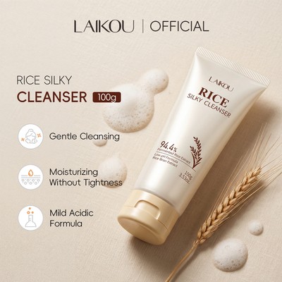 Sữa rửa mặt chiết xuất cám gạo LAIKOU 100g Độ pH thấp Công thức axit nhẹ Công thức dưỡng ẩm Rào cản sửa chữa Sữa rửa mặt tạo bọt da nhẹ nhàng