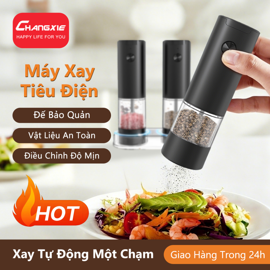 CHANGXIE Máy xay tiêu điện Điều chỉnh độ nhuyễn Electric pepper grinder Cối xay tiêu điện Xay tiêu t