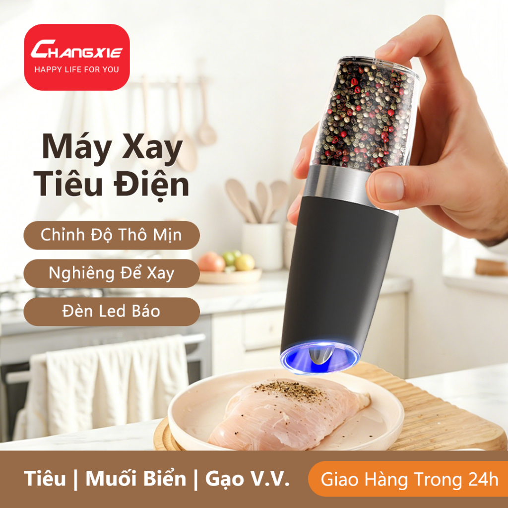 CHANGXIE Máy xay tiêu điện Cảm ứng trọng lực Điều chỉnh độ nhuyễn Electric pepper grinder Cối xay ti