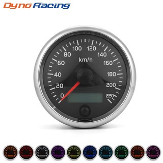 Đồng hồ tốc độ 85mm đa năng Đồng hồ đo tốc độ chống nước 220km / h với đèn nền 10 màu 12V 24V có màn hình LCD cho ô tô, xe tải, thuyền động cơ