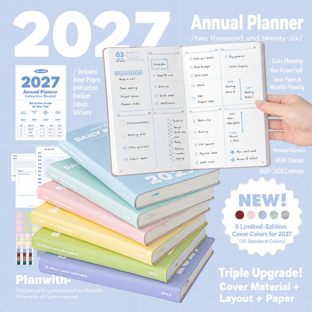 Sổ Planner Planwith 2027 WEEK / MINI Lập Kế Hoạch Năm, Tháng Và Tuần