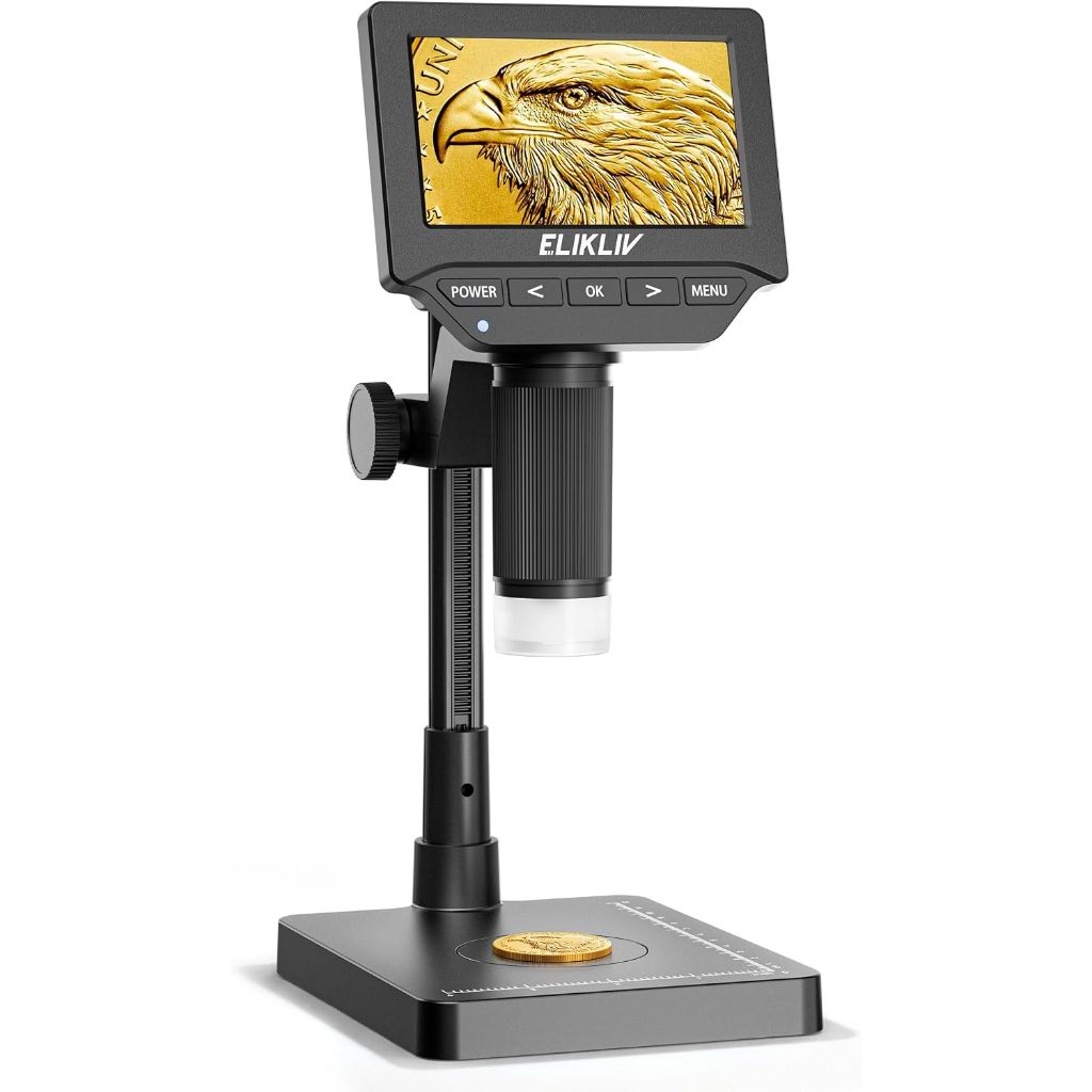 TOMLOV 1000X 4.3 inch 8 inch Chân đế 1080P HD IPS Kỹ thuật số có thể sạc lại Đồng xu Hàn Kính hiển v