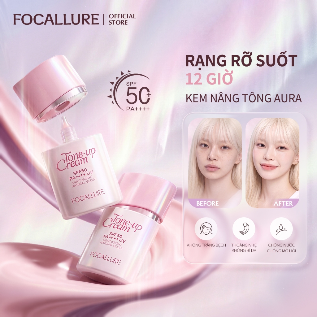 FOCALLURE TOUCH Aura Tone-Up Cream SPF50 + PA + + +, essentia phát sáng tất cả trong 1 hoàn toàn mới