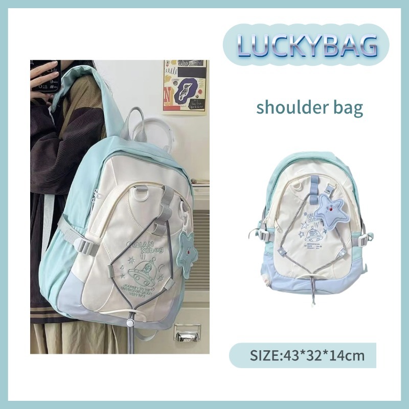 【Bùng nổ】Ba lô đi học Túi học sinh Nylon nhiều lớp dung tích lớn bagpack hàn quốc