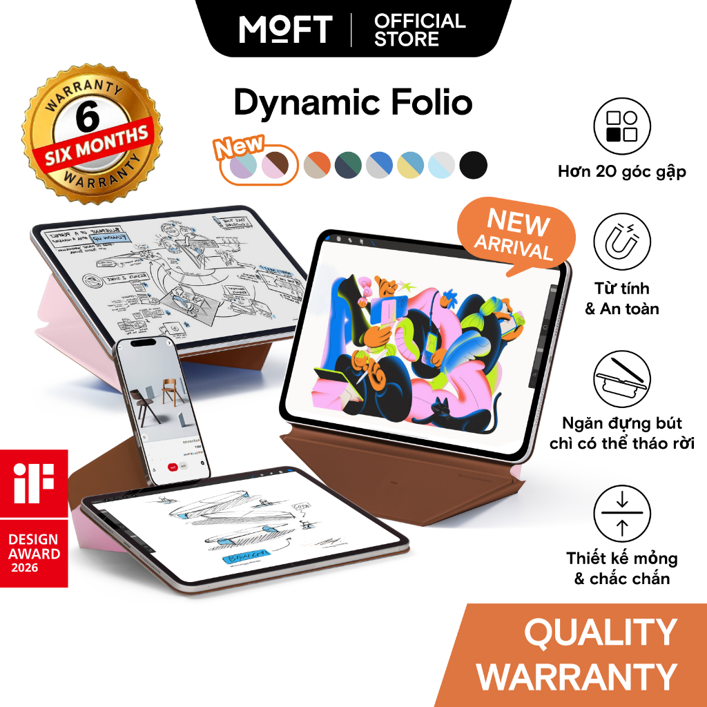 MOFT Dynamic Folio cho iPad Air 11 '' M2 / M3/M4 & Pro 13 '' M4 & iPad mini 7 (2026)