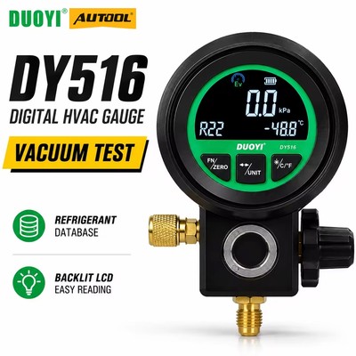 Đồng hồ đo đa dạng làm lạnh kỹ thuật số DUOYI DY516 – Hỗ trợ làm lạnh 24 lần, Kiểm tra chân không & rò rỉ, LCD có đèn nền cho HVAC Pros