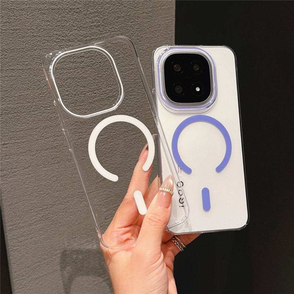 Dành Cho VIVO IQOO 15 13 Ultra Ốp Lưng PC Siêu Mỏng Ice Trong Suốt Nam Châm Hình Chữ C Cứng Acrylic 