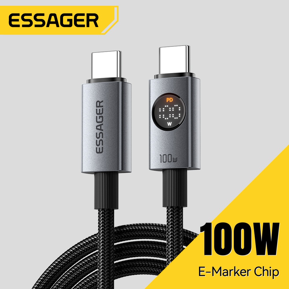 Cáp sạc nhanh kỹ thuật số ESSAGER 100W Dual C Type-C Notebook PD Cáp sạc nhanh