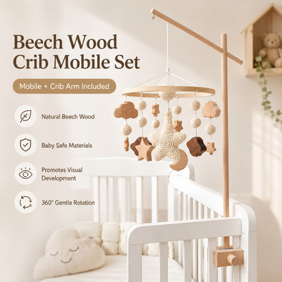 Cũi Cho Bé Di Động Với Cánh Tay Gỗ Đứng Ngôi Sao Mặt Trăng Mây Chủ Đề Móc Gỗ Sồi Mầm Non Di Động, Boho Treo Đồ Chơi Xoay Cho Trẻ Sơ Sinh Bassinet Quà Tặng Sơ Sinh 0-12 Tháng