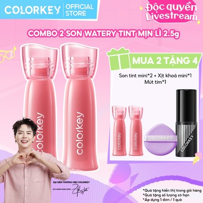 [LIVE] COMBO 2 Son môi COLORKEY Watery Tint, Mờ, Mịn, Không Dính, Lâu trôi, Dưỡng ẩm 2.5g