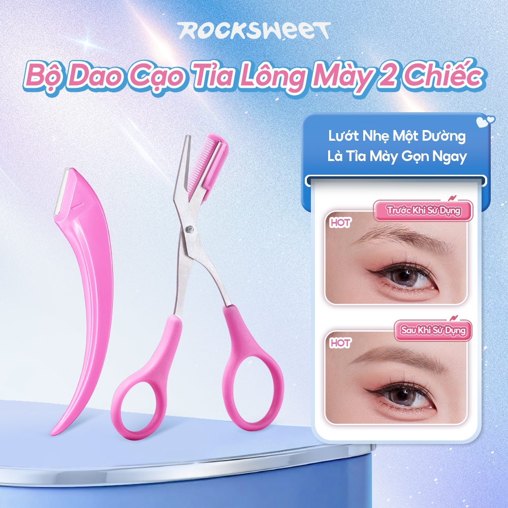 Bộ 2 Dụng Cụ Tỉa Lông Mày - Kéo Và Dao Cạo, Làm Mỏng Chính Xác