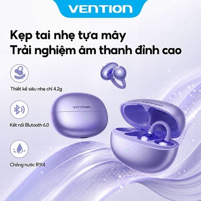 VENTION  Tai Nghe Móc Tai Bằng Silicon Lỏng, Vỏ 25H, Chống Nước IPX4