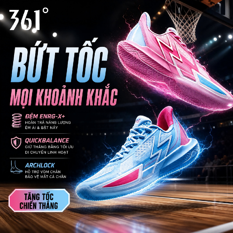 361° 【SẴN KHO】Giày Bóng Rổ Hậu Vệ BIG3 4.0 Quick Siêu Nhẹ Bám Tốt Giảm Sốc Ổn Định Tập Luyện Thi Đấu