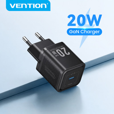 Vention Cốc Sạc Nhanh 20W GaN Sạc USB C Sạc PD + USB 2 Cổng 20W, Trắng
