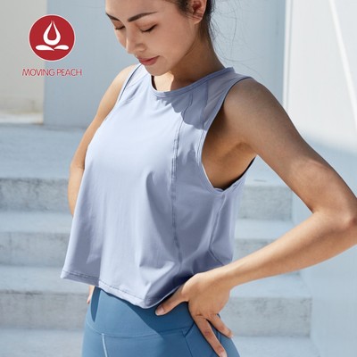 MOVING PEACH Sports Tank Top Loose Thoáng Khí Chạy Crop top BVJ