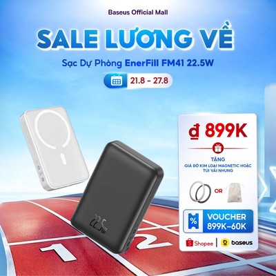 Sạc Dự Phòng EnerFill FM41 20W Baseus 20000mah mini không dây có nam châm tự động bật / tắt thích hợp cho phone 15 14 13 12 pro max