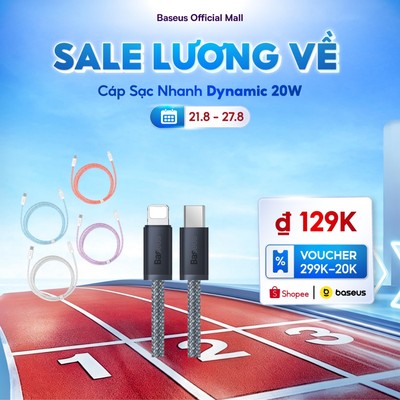 Dây Cáp Baseus PD 20W Nối Đầu USB-C Sang Đầu L Sạc Nhanh Hỗ Trợ Truyền Dữ Liệu 480Mbps