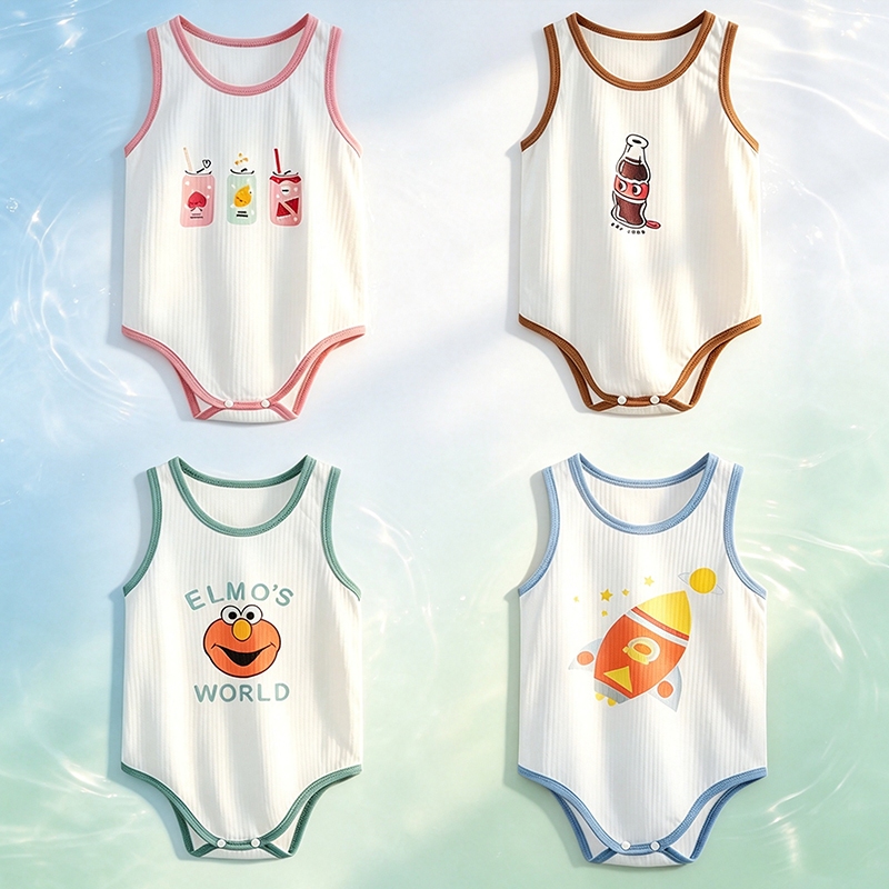 100% cotton body chip bé trai đồ bộ 3 lỗ cho bé trai bodysuit sát nách cho bé trai áo quần sơ sinh b