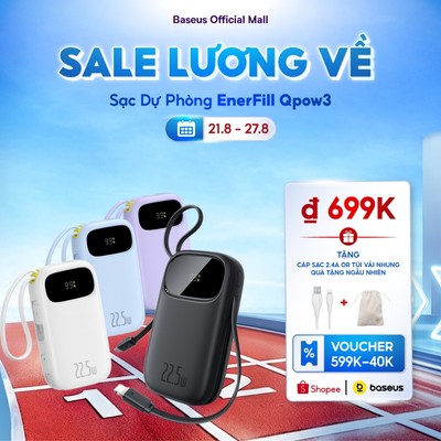 【CCC Certified】Sạc Dự Phòng EnerFill Qpow3 Baseus Pin Dự Phòng Sạc Nhanh Màn Hình Kỹ Thuật Số  Cáp Kép, Kích Thước Nhỏ, Có Chứng Nhận CCC