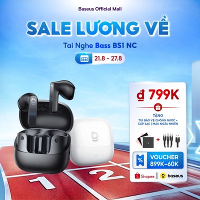 Tai Nghe Bass BS1 NC Baseus Chống Ồn Chủ Động ANC Bluetooth 6.0 Phản Hồi Tức Thì, Không Độ Trễ