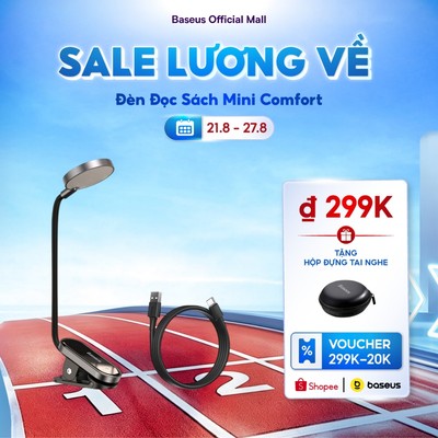 Đèn Đọc Sách Mini Comfort Baseus Thiết Kế Kẹp Tiện Lợi Đèn Linh Hoạt, Dùng Đa Năng Thời Lượng Pin Bền Bỉ