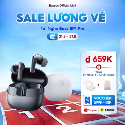 Tai nghe không dây Baseus BP1 Pro ANC -50dB Giảm tiếng ồn Hi-Res Bluetooth 6.0 IPX55 Chống nước 55Hr