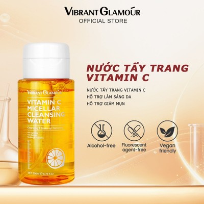 Nước tẩy trang Vitamin C Purifying & Repairing VIBRANT GLAMOUR 5 In 1, Tẩy trang nhẹ nhàng + Làm sạch sâu + Làm dịu vết đỏ + Dưỡng ẩm + Kiểm soát sáng da 200ml