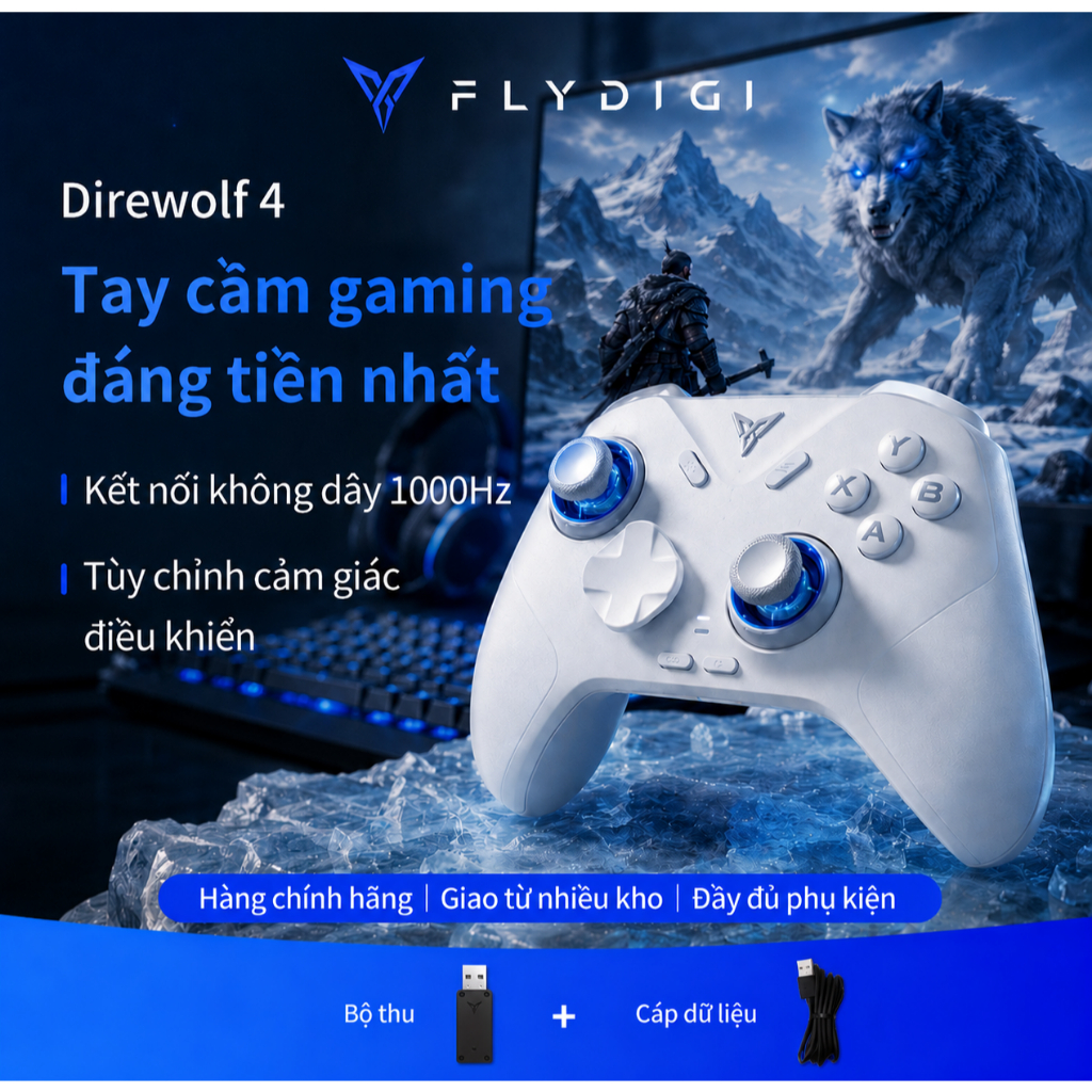 BH 12 tháng Flydigi Direwolf 4 Tay cầm game ,Trục chữ thập 2.0, nút silicon…