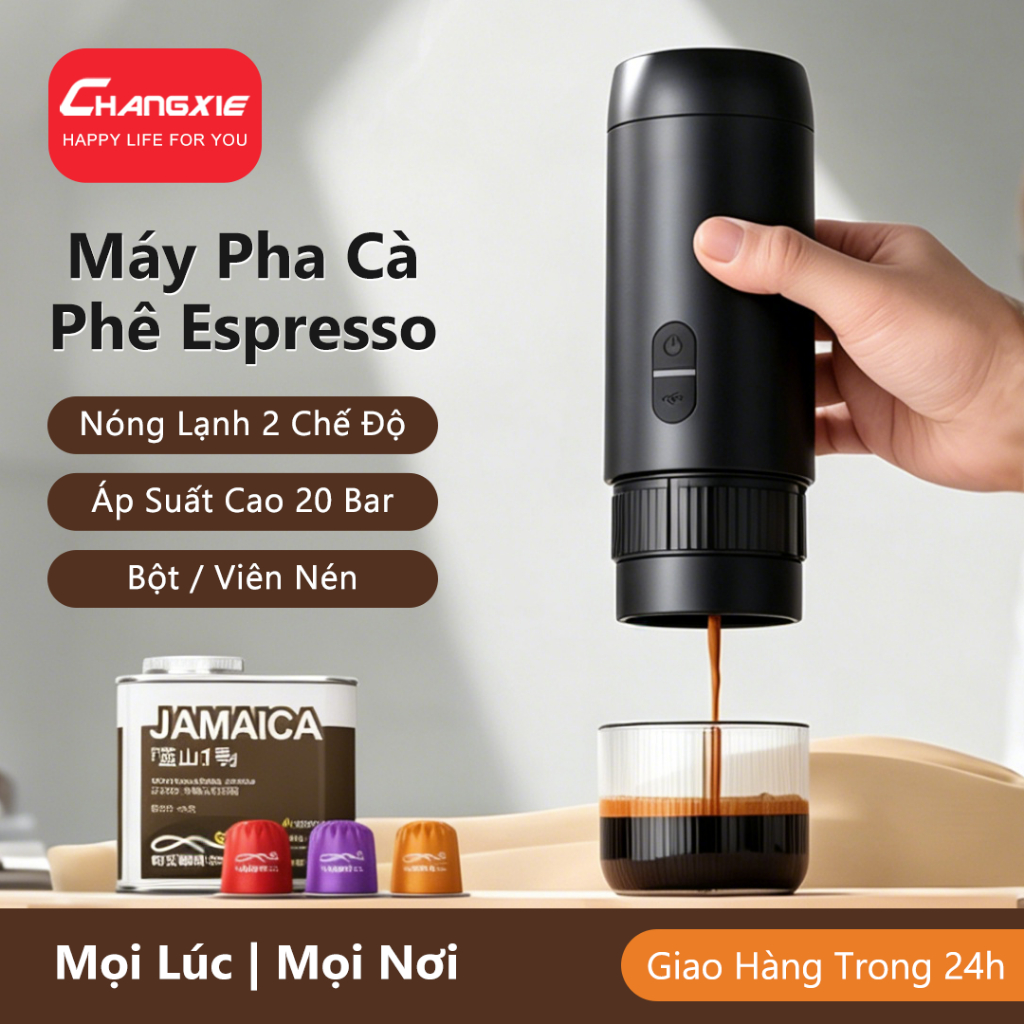 CHANGXIE Máy pha cà phê mini Coffee machine Máy pha cà phê cầm tay Máy pha cà phê gia đình espresso 