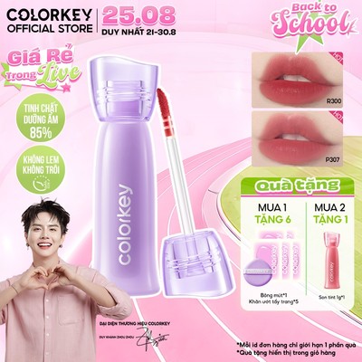 [PHIÊN BẢN GIỚI HẠN] Son Tint Lì COLORKEY Watery Tint Tím May Mắn, Lì Mịn Nhẹ Môi, Dưỡng Ẩm, Bền Màu Lâu Trôi 2.5g