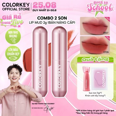 COMBO - Son Kem Bùn COLORKEY Phiên Bản Mới Chất Son Mềm Mịn, Dễ Tán, Che Vân Môi Tốt 2g