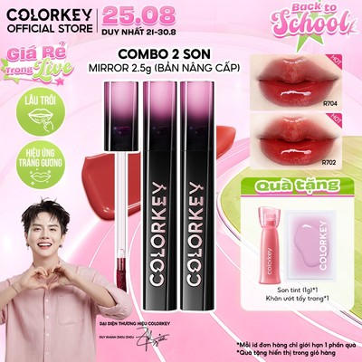 COMBO 2 Son Môi Gương Bóng COLORKEY Tạo Hiệu Ứng Căng Bóng Như Gương, Đôi Môi Đầy Đặn Quyến Rũ 2.5g